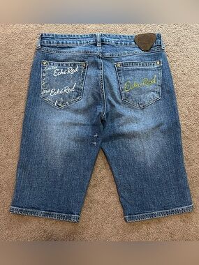 Vintage Ecko Red Jean Shorts Women’s 11 Blue Y2K Embroidered Denim By Marc Ecko